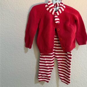 Angel Dear Red and White Pant Set Christmas Winter Size 3-6 Months